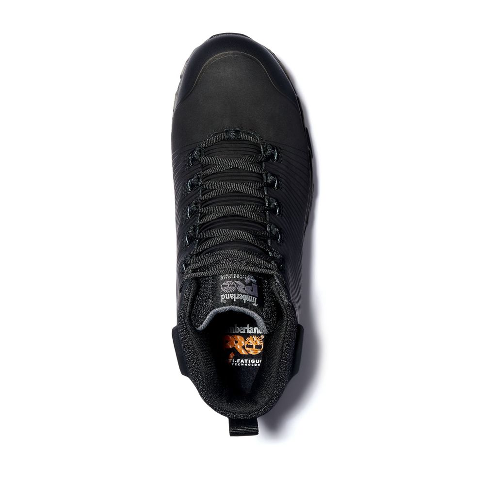 Bocanci Pro Timberland Barbati Negrii - Powertrain Sport Mid Alloy Toe Eh Work Shoes - Romania - UFS